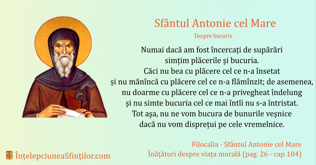 Sfântul Antonie cel Mare.
Despre bucurie